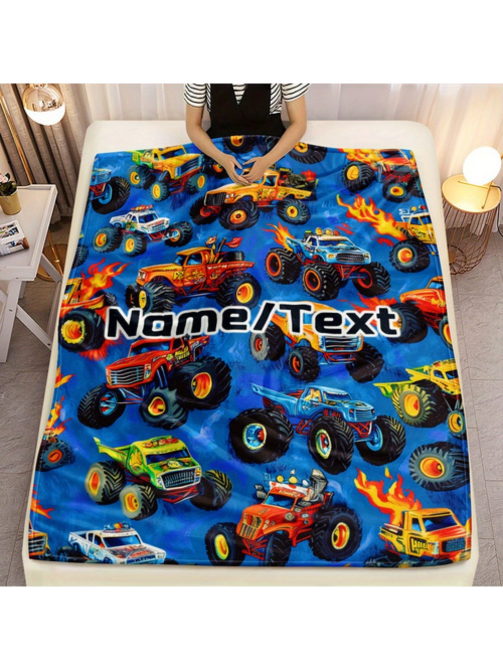 Cool Cartoon Truck Blanket Lightweight Flannel Throw Personalized Cartoon Truck Design Featuring A Cool Print For All Four Seasons Perfect For Sofa Camping Trips Living Room Office