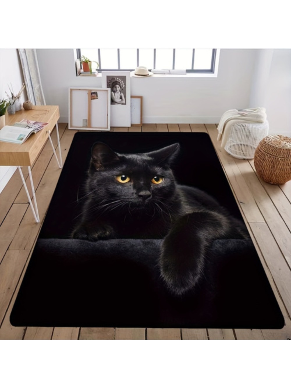 Cozy Black Cat Anti Slip Area Rug Soft Machine Washable Polyester Floor Mat For Living Room Bedroom And Home Decor Perfect For Halloween Christmas Thanksgiving Door Mat Animal