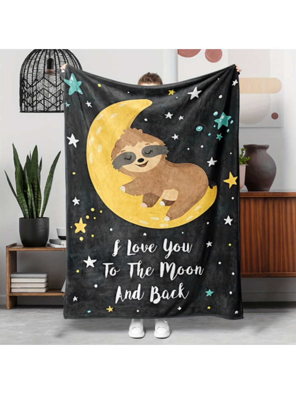 Cozy Hedgehog Moon Print Flannel Blanket Soft Warm And Allergy Friendly For Couch Bed Or Office Perfect Christmas Or Halloween Gift