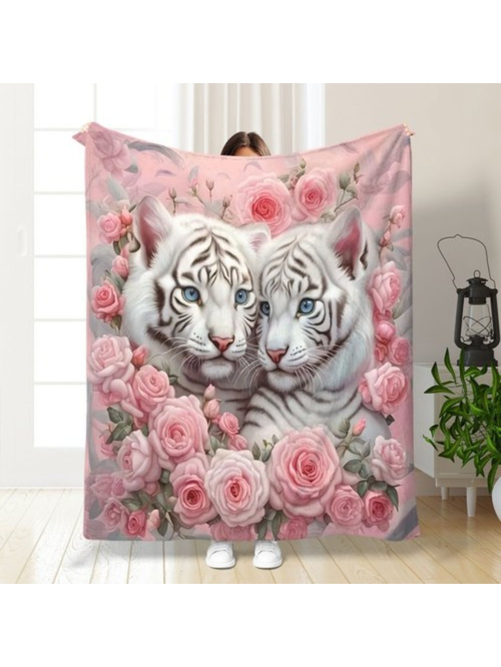 Cozy Twin Tigers 3d Print Flannel Throw Blanket Soft Warm Versatile For Couch Bed Office Naps Camping Perfect Gift Idea